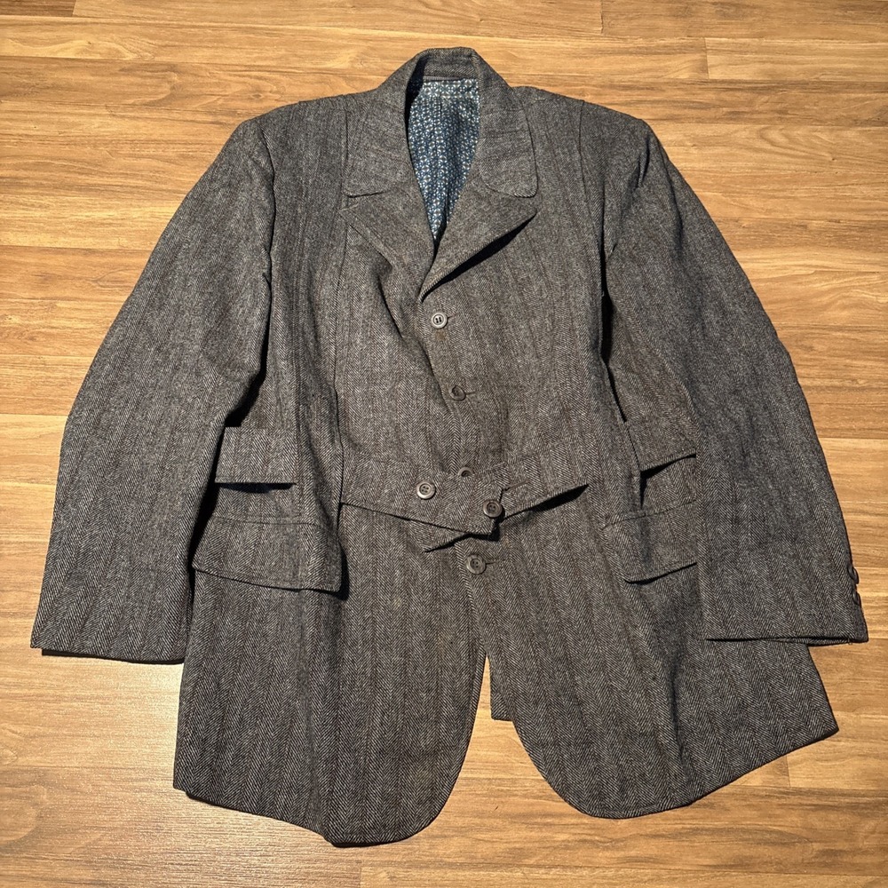 Unbranded Womens Herringbone Wool Blend Blazer Jacket Gray Size M